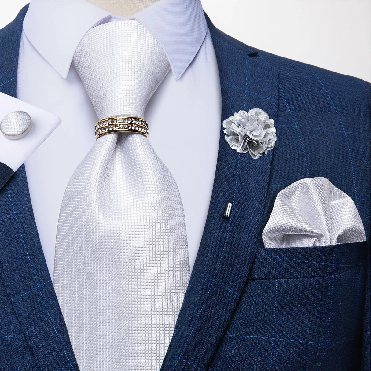 white small square necktie set