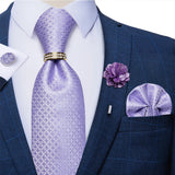 purple geometric design necktie set