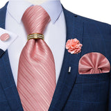 pink lines design necktie set