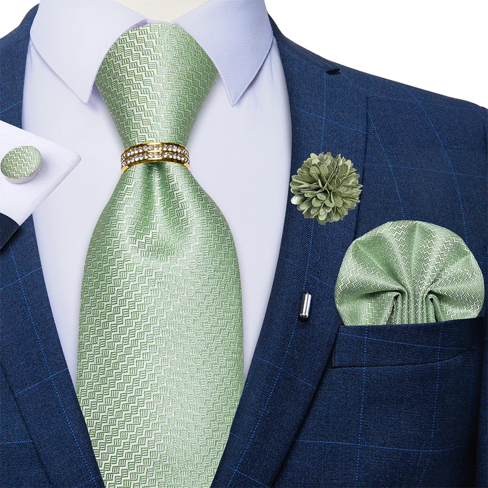 green geometric necktie set