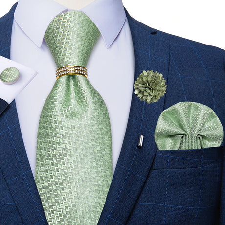 green geometric necktie set