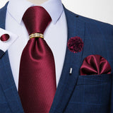 red geometric design necktie set