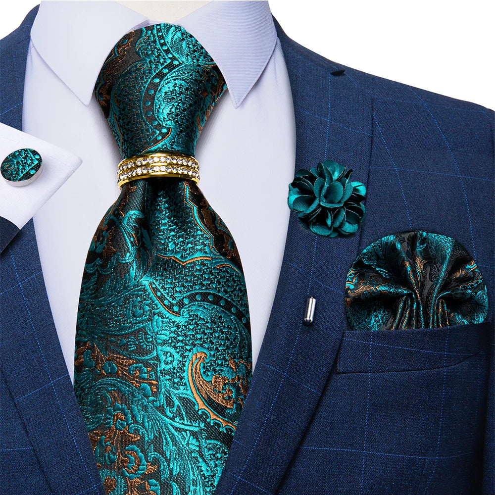 green black floral design necktie set