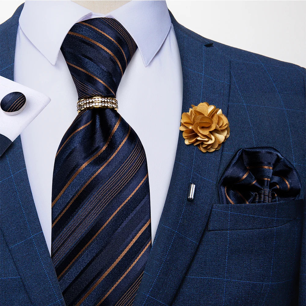 black gold line necktie set