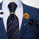 black gold line necktie set
