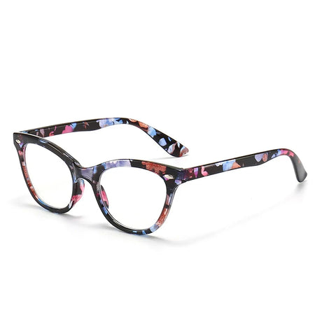 Black Floral Retro Cat Eye Anti Blue Light Reading Glasses