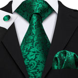 green floral pattern tie set