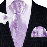 purple floral pattern tie set