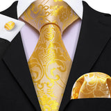 gold floral pattern tie set