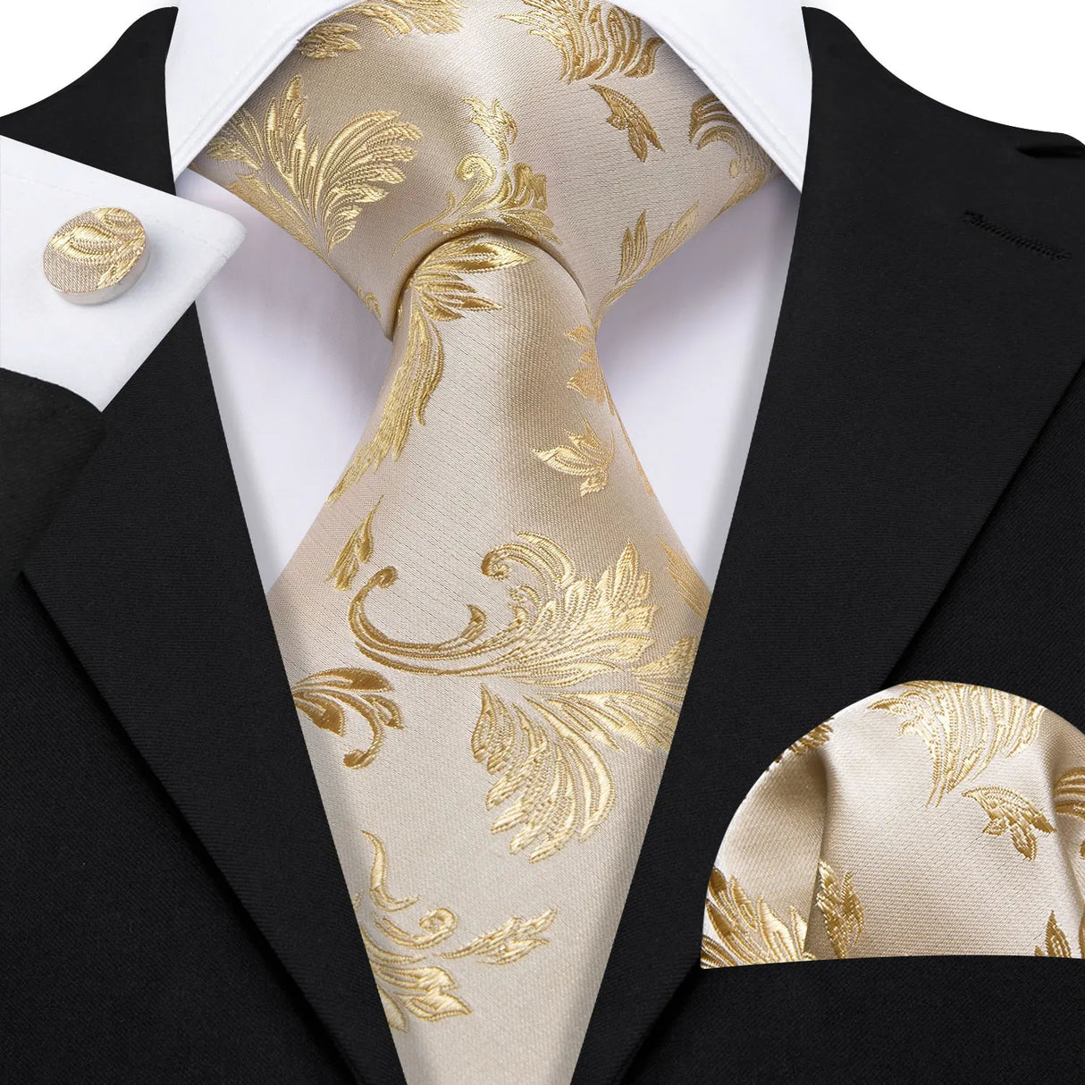 brown floral pattern tie set