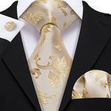 brown floral pattern tie set