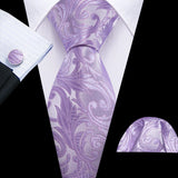 purple floral pattern tie set