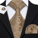 brown floral pattern tie set