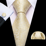 gold floral pattern tie set