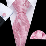 pink floral pattern tie set