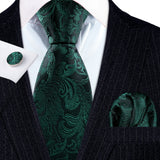 black green floral pattern tie set
