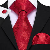 red floral pattern tie set