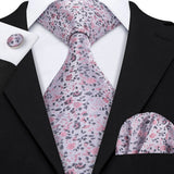 pink floral pattern tie set