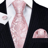 pink floral pattern tie set