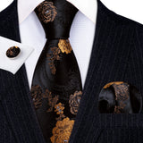pink gold floral pattern tie set