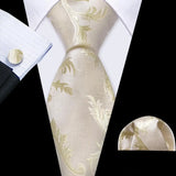 beige floral pattern tie set