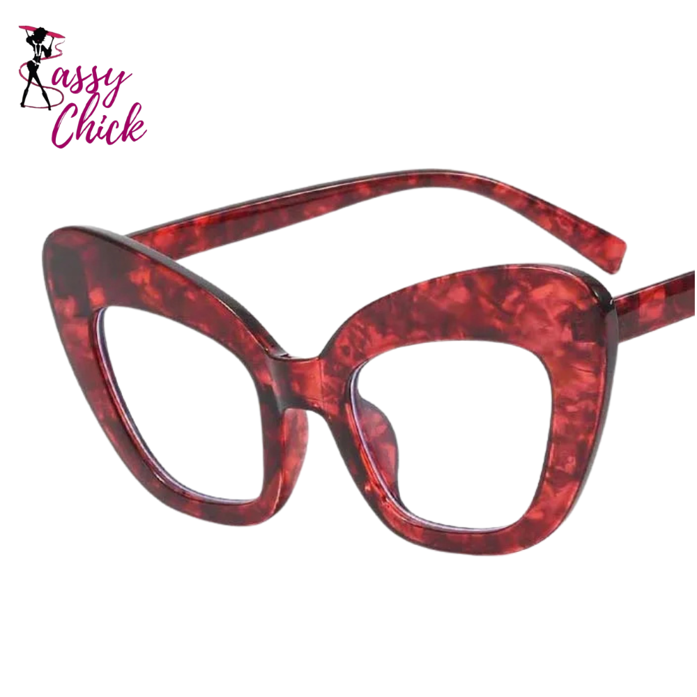 Floral Stitching Large Frame Anti-Blue Light Glasses Sassy Chick Logo