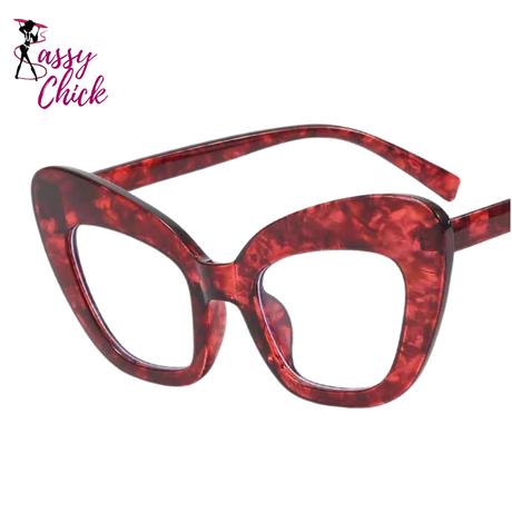 Floral Stitching Large Frame Anti-Blue Light Glasses Sassy Chick Logo
