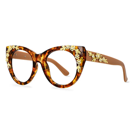 brown flower design glasses