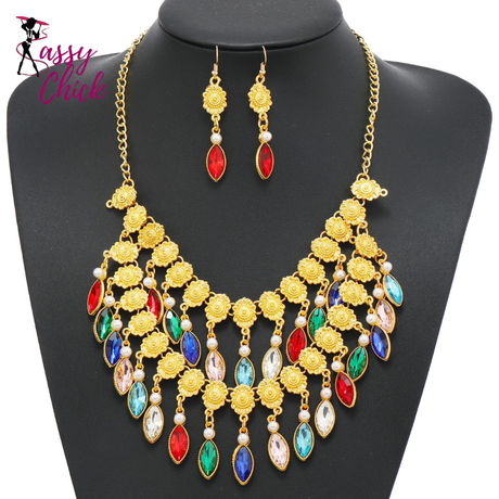 Flower Pearl Tassel Jewelry Sets Sassy Chick Logo