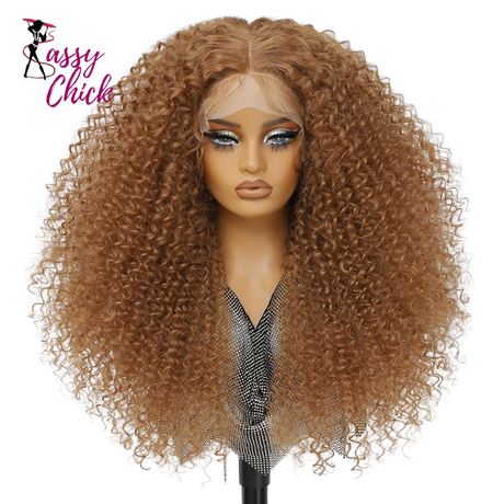 Fluffy 13x5x1.5 Long Ombre Kinky Curly Synthetic Lace Wig Sassy Chick Logo
