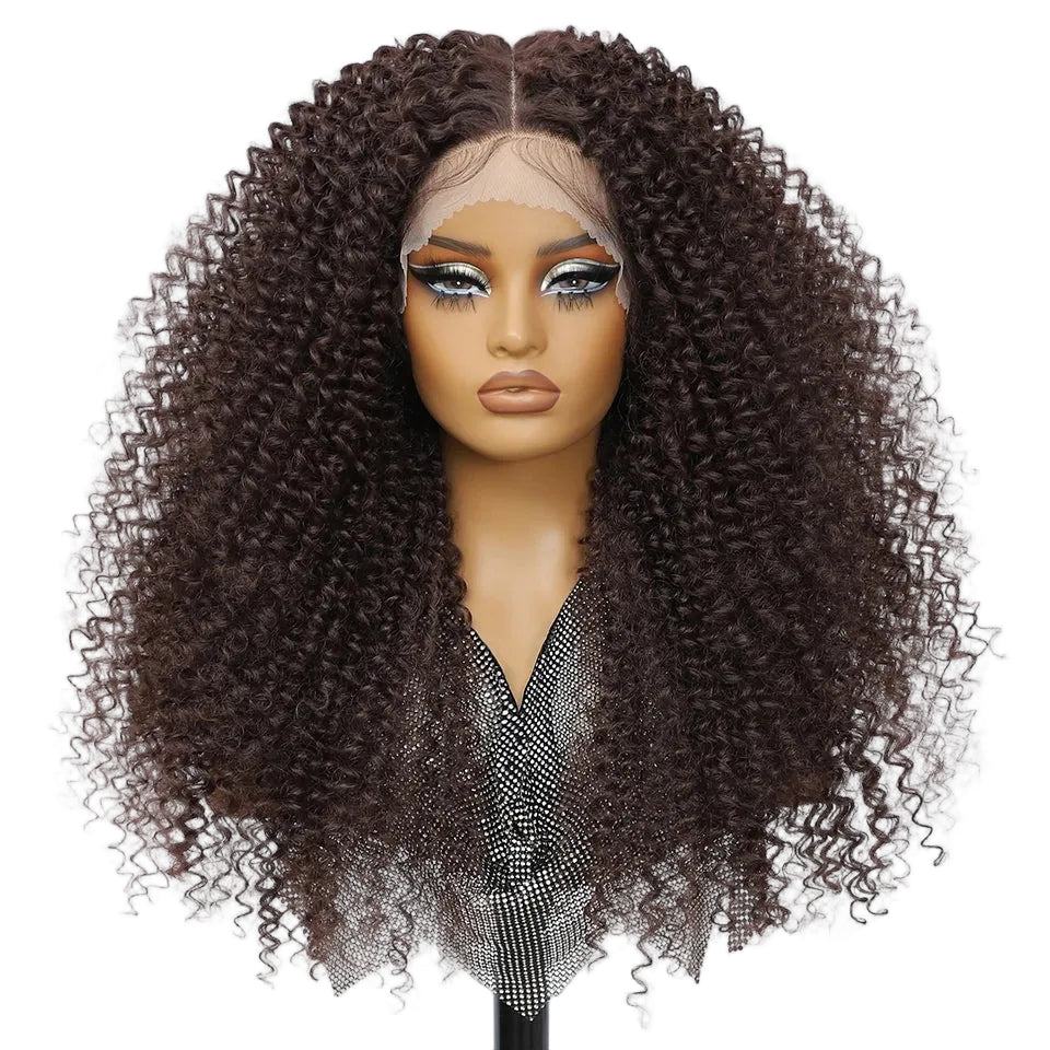Fluffy 13x5x1.5 Long Ombre Kinky Curly Synthetic Lace Wig