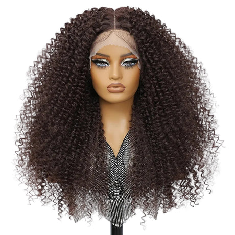 Fluffy 13x5x1.5 Long Ombre Kinky Curly Synthetic Lace Wig