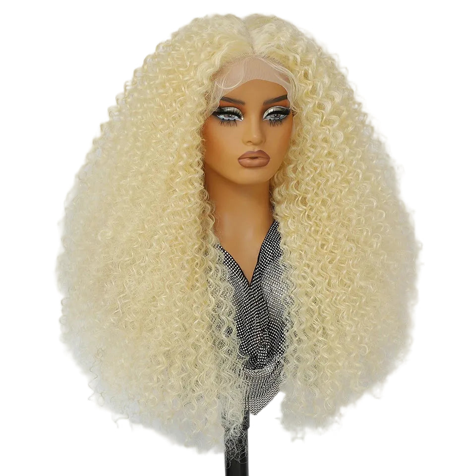 White Fluffy 13x5x1.5 Long Ombre Kinky Curly Synthetic Lace Wig