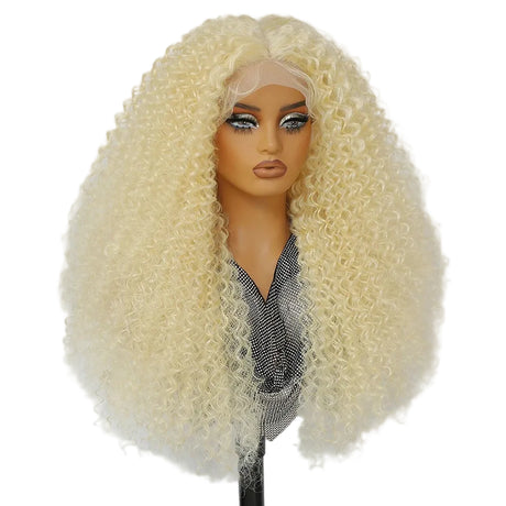 White Fluffy 13x5x1.5 Long Ombre Kinky Curly Synthetic Lace Wig