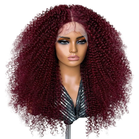 Red Fluffy 13x5x1.5 Long Ombre Kinky Curly Synthetic Lace Wig