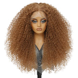 Brown Fluffy 13x5x1.5 Long Ombre Kinky Curly Synthetic Lace Wig