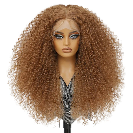 Brown Fluffy 13x5x1.5 Long Ombre Kinky Curly Synthetic Lace Wig