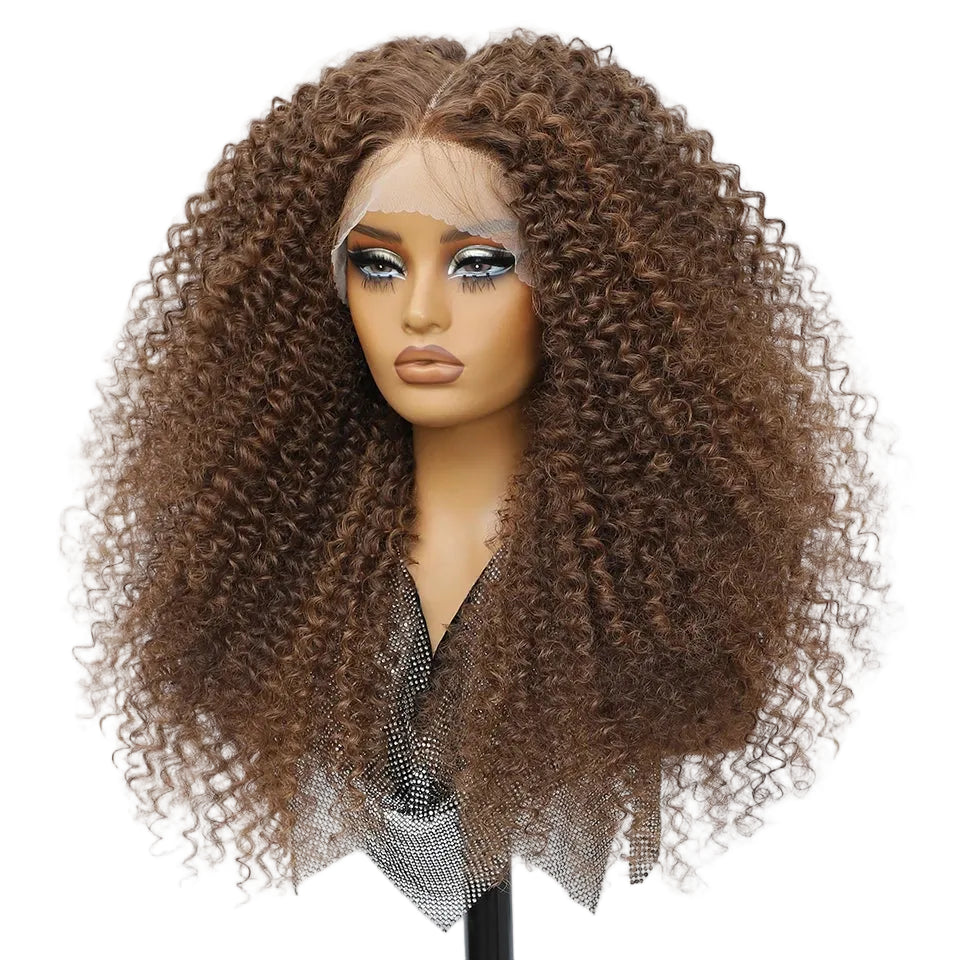Fluffy 13x5x1.5 Long Ombre Kinky Curly Synthetic Lace Wig