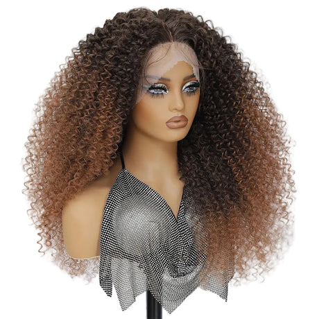Fluffy 13x5x1.5 Long Ombre Kinky Curly Synthetic Lace Wig