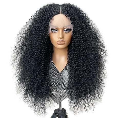 Black Fluffy 13x5x1.5 Long Ombre Kinky Curly Synthetic Lace Wig
