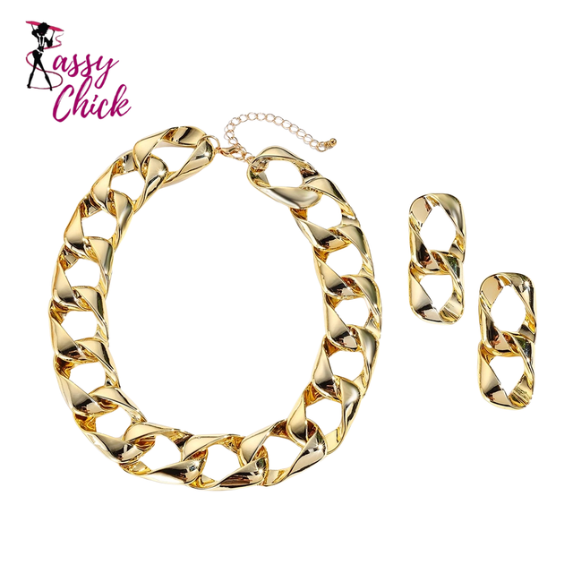 Fluorescent Color Acrylic Spliced Chocker Jewelry Set Sassy Chick Logo