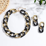 Black Fluorescent Color Acrylic Spliced Chocker Jewelry Set
