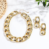 Gold Fluorescent Color Acrylic Spliced Chocker Jewelry Set