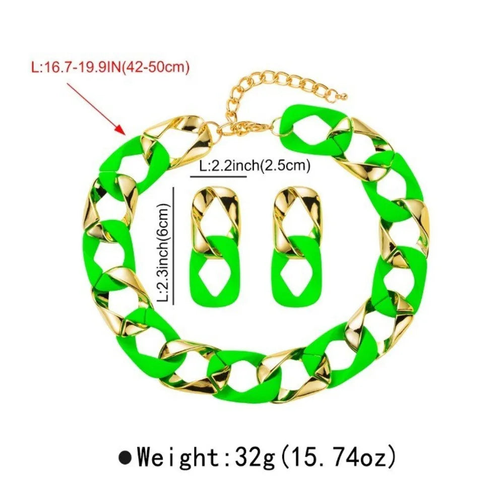 Size of Fluorescent Color Acrylic Spliced Chocker Jewelry Set