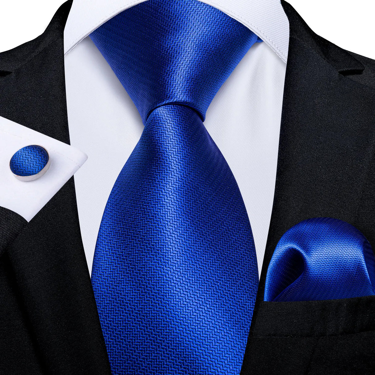blue geometric pattern necktie set