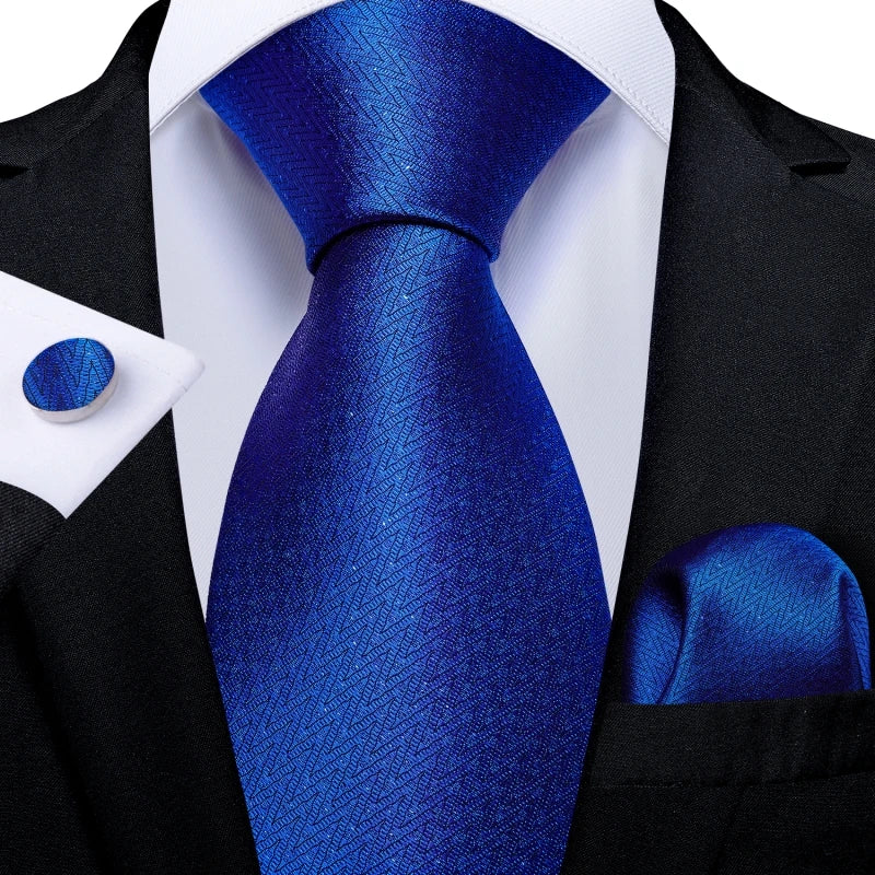 blue geometric pattern necktie set