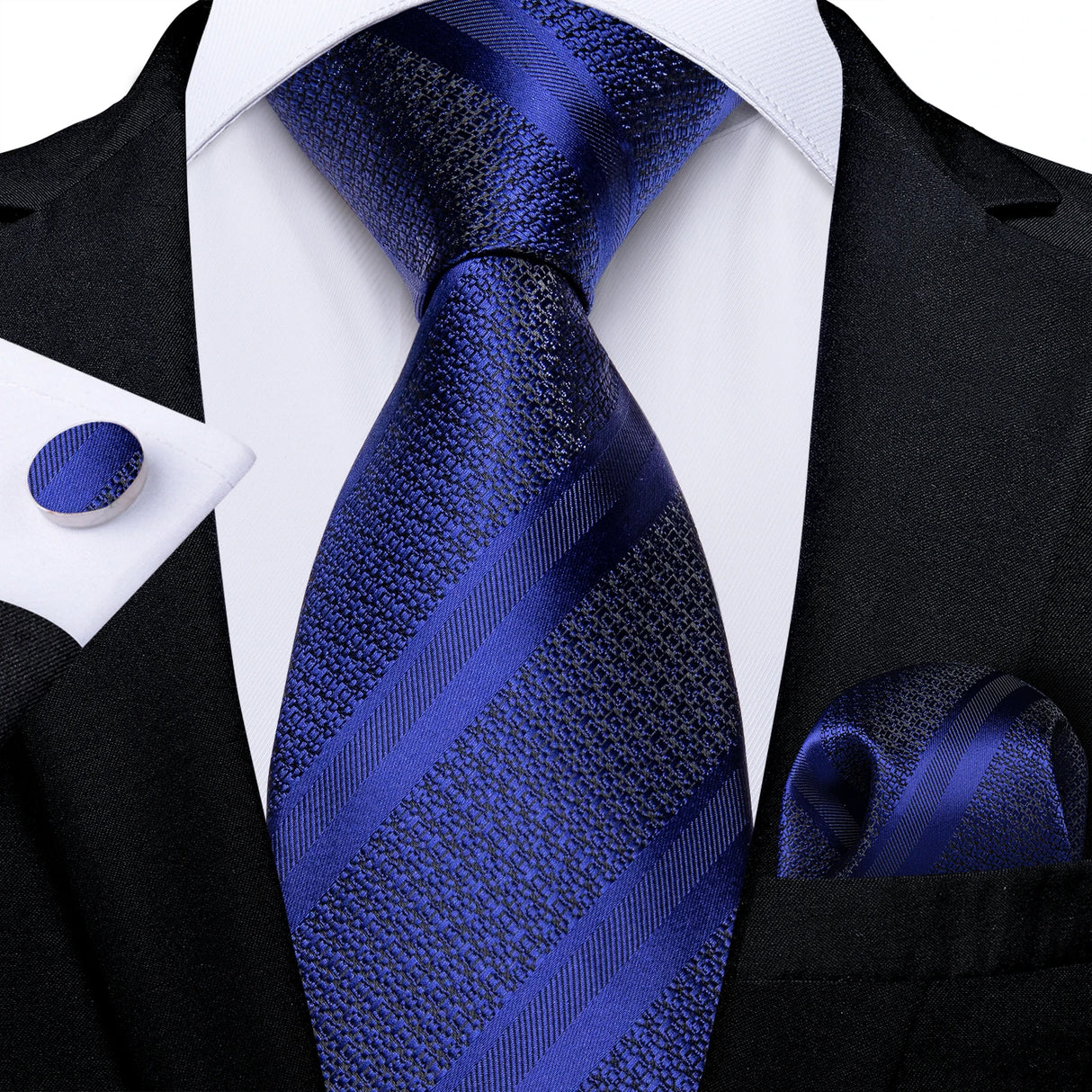 blue line pattern necktie set