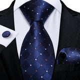 blue white old dot diamond pattern necktie set