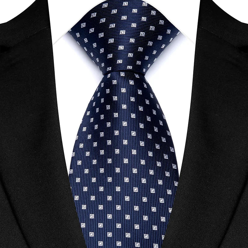 Blue Formal Classic Jacquard Woven 8CM Polka Dot Necktie