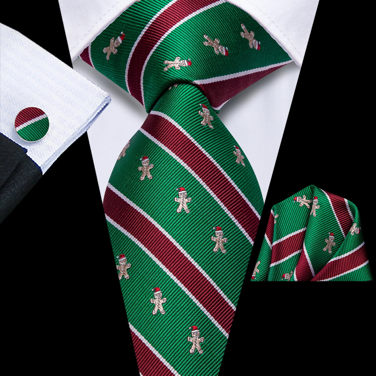 green red Christmas design necktie  